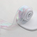 Iridescent aurora white fishtail organza ribbon for floral bouquet decoration - Aurora White