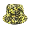 Detailansicht des Batik-Anglerhuts mit gelbem Farbmuster und verstärkten Nähten am Rand - M (56-58cm) / Gelb