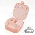 Portagioielli portatile in silicone rosa con scomparti interni per anelli e monili - Scatola di silicone / Rosa