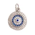 Classic round Evil Eye pendant in S925 silver with blue and white zircon micro-pave - White Gold