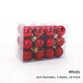 Set of 24 red 3cm Christmas ball ornaments in shiny, matte, and glitter finishes - 3cm/24Pcs / Red