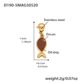 18k gold plated stainless steel fish pendant charm with brown enamel and zircon eye - D190-5 Gold Fish Enamel Pendant (Coffee) 1PC