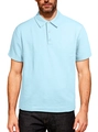 Polo en maille bleu clair pour homme avec texture gaufrée et trois boutons - S / Rose bonbon