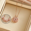 Rose gold magnetic folding four-leaf clover necklace with white cubic zirconia - 9001 Rose Gold