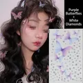 Purple butterfly and white rhinestone stickers for festive face and eye makeup decoration - Purple Butterfly & Clear Rhinestones