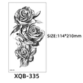 XQB-335 temporary tattoo sticker featuring realistic black and white rose sketches - Three Roses Sketch (XQB-335)