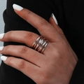 Minimalist silver multi-layer coiled spring ring for women with polished metallic finish - JZ599 Multi-layer Spiral / Silver