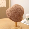 Winter warm brown lamb wool bucket hat with soft plush texture for women's stylish look - M (56-58cm) / Coffee