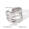Detail showing irregular molten texture and dimensions of the silver open ring - Silver Multi-layer Lava Texture Open Ring (HC-R30414-S)