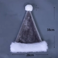 Gray plush Christmas hat with white trim and fuzzy pompom, size 38x28cm for adults - Haipai Long Plush Kids / Gray