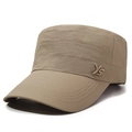 Khaki quick-dry cadet cap with YS embroidery detail in a stylish minimalist design - Adjustable / Khaki