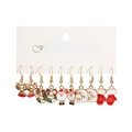 Parure de boucles d'oreilles de Noël avec élan rouge, couronne et Père Noël - Styles Gant Père Noël (E0069-1/5 Paires)