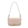 Sacoche minimaliste en cuir beige avec boucle dorée et détails de bandoulière nouée - Blanc