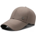 Casquette de baseball marron pour homme avec logo R métallique sur le côté - Beige