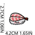 Detailed close-up of cute cartoon shrimp sushi embroidered patch with 4.2cm width dimensions - Style 11 (Pink Nigiri)
