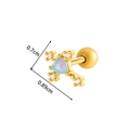 Gold stainless steel cartilage stud with heart opal and zircon, size 0.7cm by 0.89cm - Cross Heart Style (921-6# Gold)