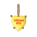 Yellow heart pendant necklace with 'DREAM BIG' engraving and golden diamond-set clasp - Dream Big (Yellow)
