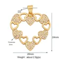 Goldener hohler Herzanhänger mit weißen Zirkonia-Mikropavé für DIY-Schmuck - L196069-Gold Hohlherz