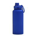 Navy blue matte stainless steel sports water bottle with a portable loop handle lid - Sapphire Blue - Sport