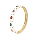 Bracciale dorato con finitura in smalto bianco e inserti in zirconi multicolore - Bianco (款式五)