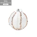 Pallina di Natale bianca 8cm con paillettes rosa e glitter per decorazione albero - Bianco