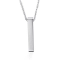 Minimalist silver vertical rectangular bar pendant necklace in polished titanium steel - With Bead Chain 450x2mm / Steel