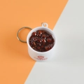 Realistic red bean porridge bowl keychain with metal hook on orange and white background - Barrel Diameter 4cm / Red Bean Soup