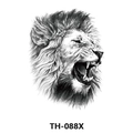 Waterproof temporary tattoo sticker featuring a detailed black and white lion sketch TH-088X - Th-088 / 210*148mm