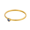 Minimalist 18K gold plated twisted ring featuring a round blue zircon gemstone inlay - US 5 / Blue - 14K Gold Band