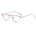 Occhiali da sole cat-eye in metallo con lenti sfumate rosa chiaro e montatura dorata - Montatura Argento Lente Rosa