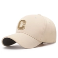 Off-white baseball cap featuring a golden embroidered letter C patch with pineapple fabric - Light Beige
