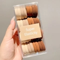 Colorful high-elasticity hair ties set in earth tones with acrylic storage box - Brown Series 32 Pcs