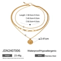 Collana multistrato in acciaio inossidabile dorato con ciondolo a moneta e misure - Stile a Strati con Ciondolo Moneta Ritratto (JDN2407006) / Oro