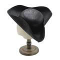 Vintage Caribbean pirate captain tricorn hat with weathered faux leather and rivet details - M (56-58cm) / Black