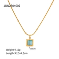 Detail of square blue opal necklace with gold beaded chain showing dimensions 0.85cm - Square Style (JDN2304002)