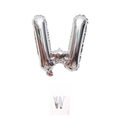 Silver letter W foil balloon with retail card packaging for birthday party decoration - 16" / Silver Letter W (With Backing Card)