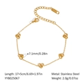 18K gold plated stainless steel heart chain bracelet with 17+5cm adjustable length - Multi-Heart Anklet (YYB025067)