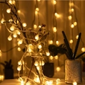 Warm white LED globe string lights wrapped around a glass bottle for cozy decor - Bubble Ball-Warm White / Plug-in-30M 300LED-No Tail Plug