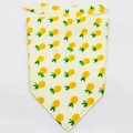 Detailed top view of triangle dog bandana with yellow pineapple pattern on white background - L / Pattern 14/Pineapple