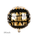Ballon de fête rond 18 pouces Happy New Year noir avec étoiles dorées pour décor - 18 Pouces Rond Fond Noir Nouvel An