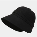 Schicker schwarzer faltbarer Fischerhut für Damen mit Texturstoff für Sonnenschutz - M (56-58cm) / Schwarz