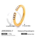 Anello aperto dorato in acciaio inossidabile con zircone e diametro di 1,73 cm dettagli - US 7 / Stile Aperto a Doppia Fila di Zirconi (JDR0305031)