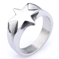Anillo de acero inoxidable plateado con estrella de seis puntas y textura mate - US 7 / Color Acero