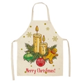 Linen Christmas apron with festive candles and gingerbread print for kitchen use - Style-8 (Gingerbread & Candle)