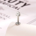 Titanium cartilage stud earring with silver finish and triangular zircon cone top - White Zirconia Style (A421-1#)