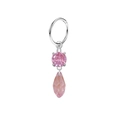 Hanger oorbellen van zilver roestvrij staal met roze zirkoon en druppelkristal - Roze (NR24111601-4)
