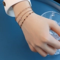 Set bracciale a tre strati in acciaio al titanio oro rosa con croce e perle nere - Oro rosa
