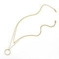 Détail du collier double couche plaqué or 18 carats avec grand cercle et breloque disque - SN21012801 Chaîne Double Couche Disque et Anneau / Doré
