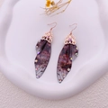S925 silver butterfly wing earrings with dark purple resin and sparkling rhinestones - Misty Purple-Rose Gold