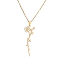 Customized gold stainless steel necklace with hollow flower design and Sophia name pendant - Gold (CS00293)